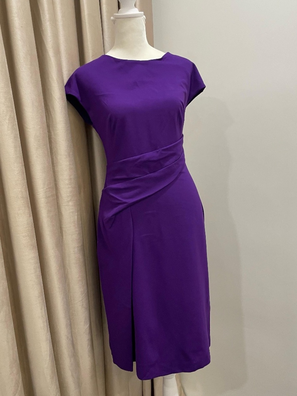 Escada Dilys Ruched Sheath Dress Iris Purple Sleeveless Size 38